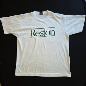 Vintage Reston Virginia T Shirt Screen‎ Stars Best USA XL White Green